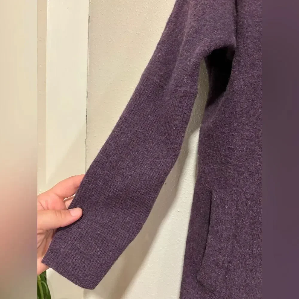 Eileen Fisher Plum Merino Wool Open Front Cardigan Jacket Size Small
